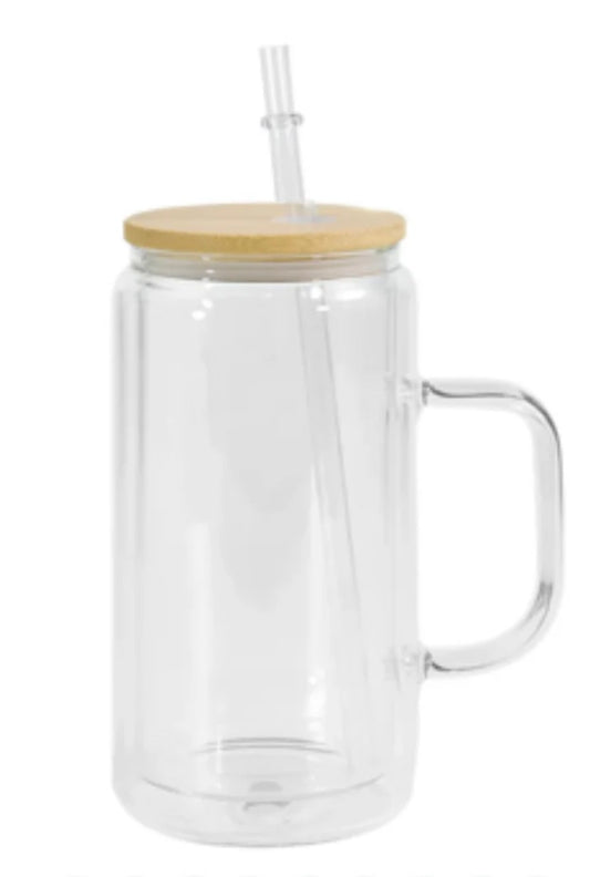 20 oz Glass Snowglobe w/handle